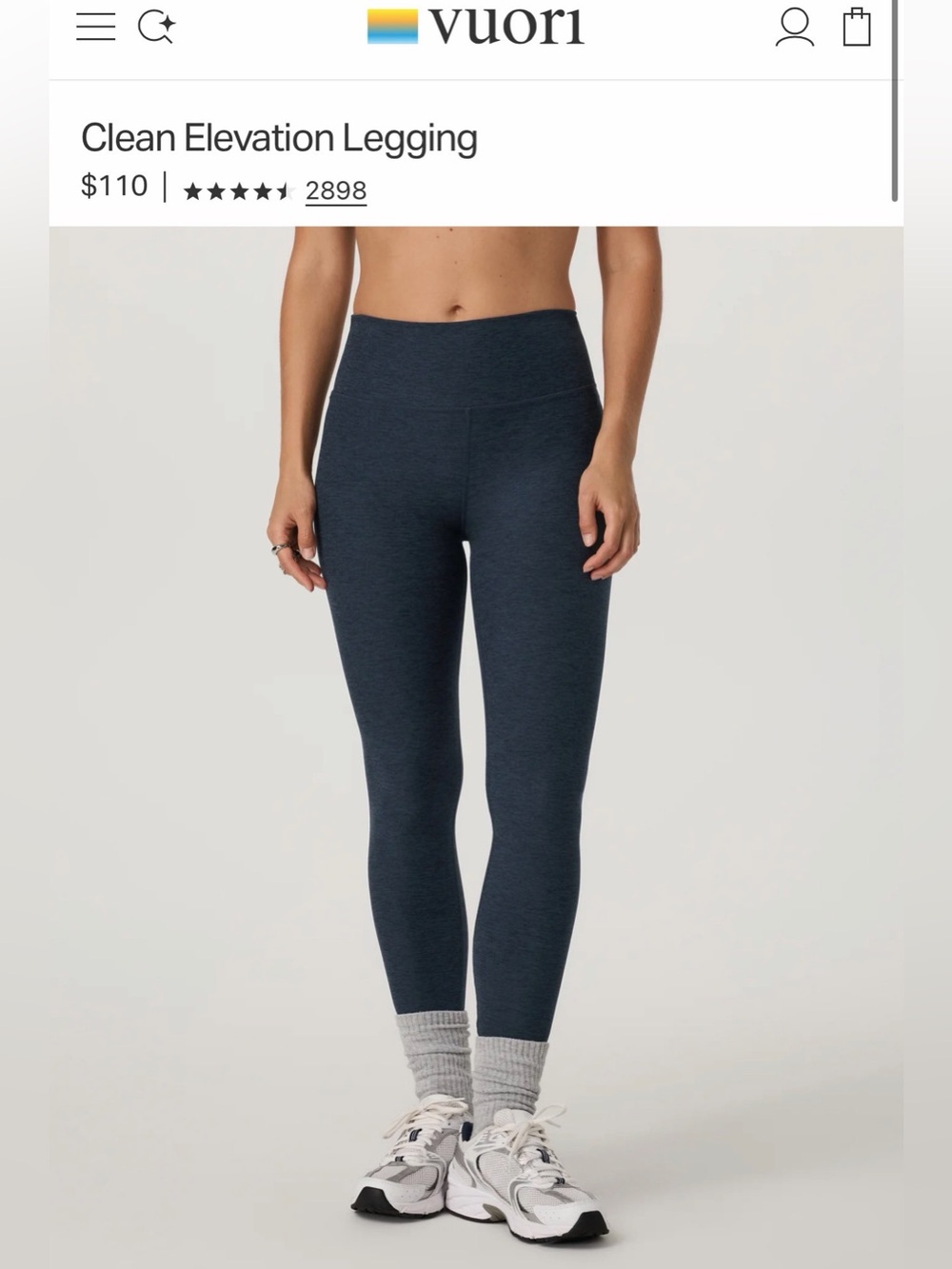 Vuori Clean Elevation Legging in Navy Heather